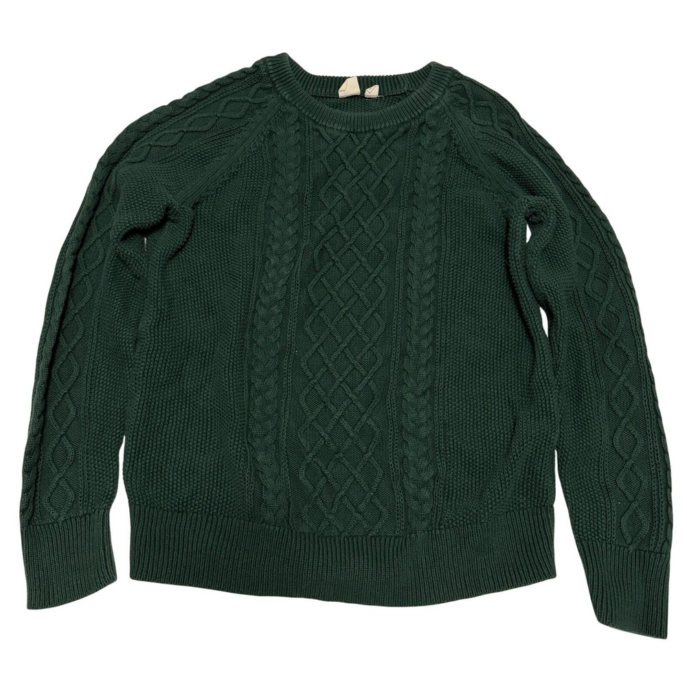 Gap Chunky Cableknit Fisherman Sweater Womens M 100% Cotton Heritage Old Money